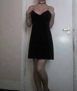 Sexy girl wearing black dress with