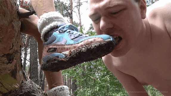 Dirty sneakers licking