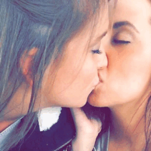 Lesbian friends kissing
