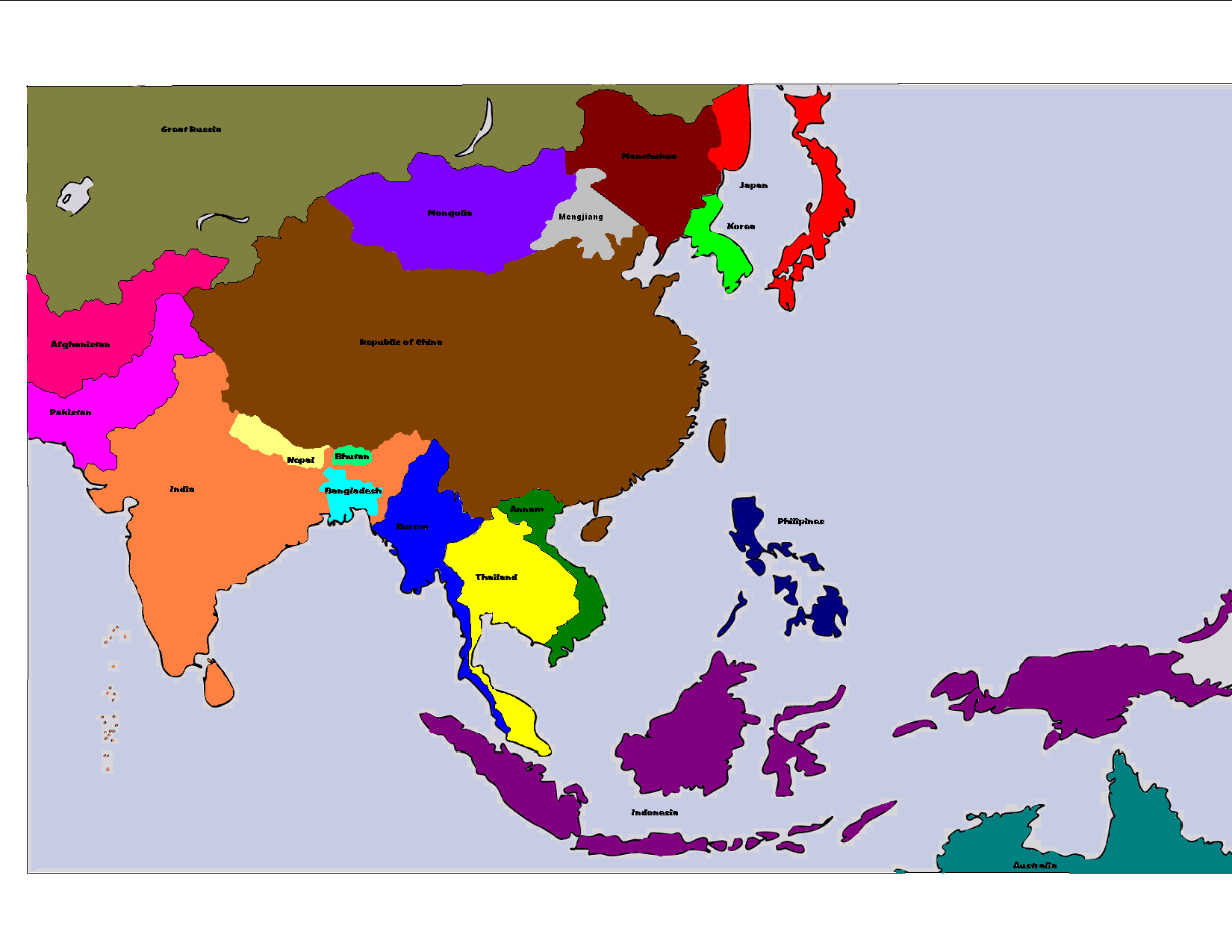 Virgo recommendet quizzes Asian map