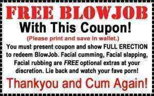 Number S. reccomend Free blowjob coupon